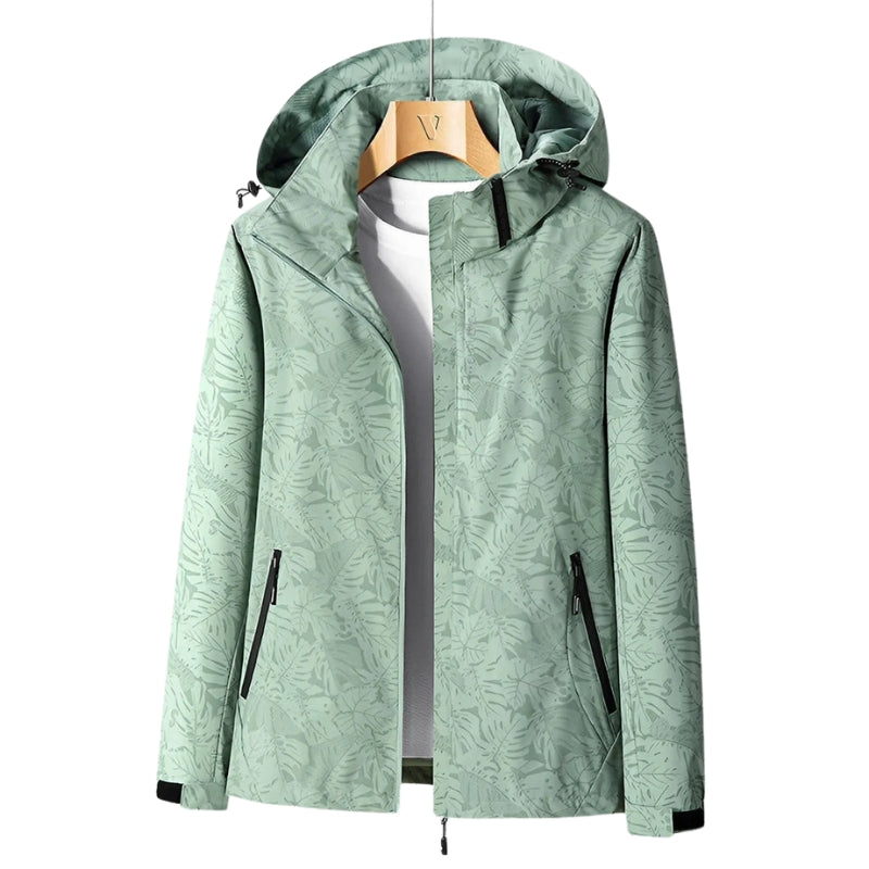 Eleanor - Giacca con stampa foglie, zip e maniche lunghe