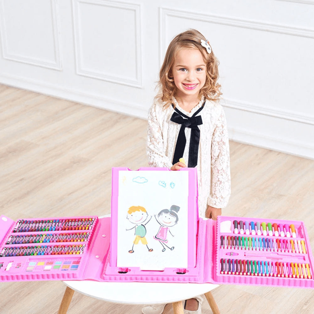 CraftiKidz – Kompletny zestaw 208 przyborów do rysowania dla początkujących twórców i młodych artystów