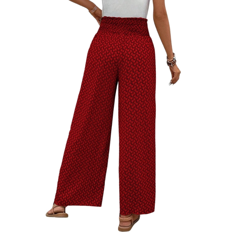 Alice – Wide-Leg Pants with Elastic Waist and Geometric Pattern