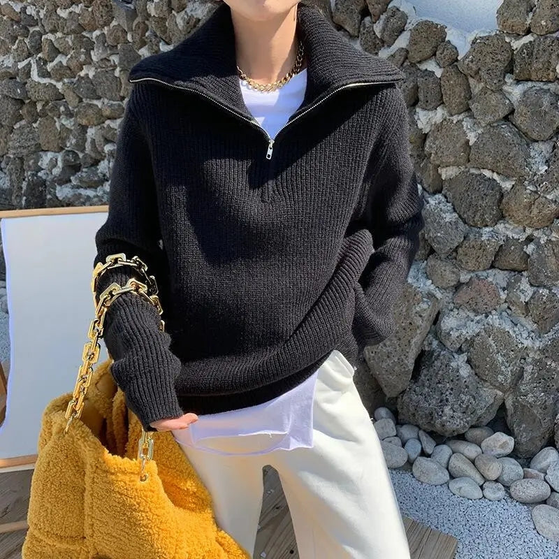 Sienna – Maglione a maniche lunghe dalla vestibilità ampia con collo a zip