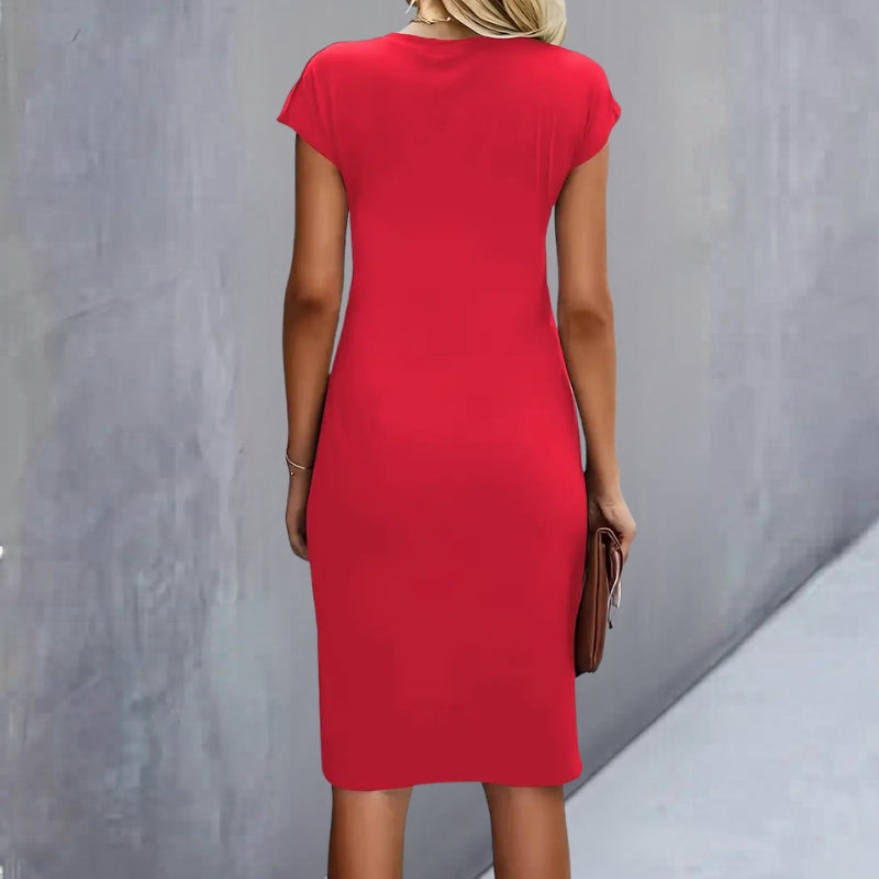 Robe midi à col rond pour femme