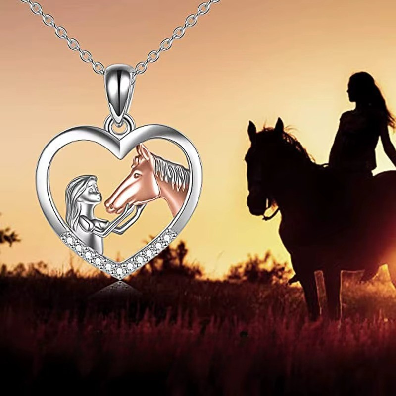 Mother’s Day Gift | Heart Pendant Necklace with Horse's Head
