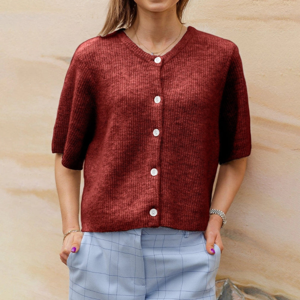 Isla – Gilet tendance à manches courtes et col rond classique