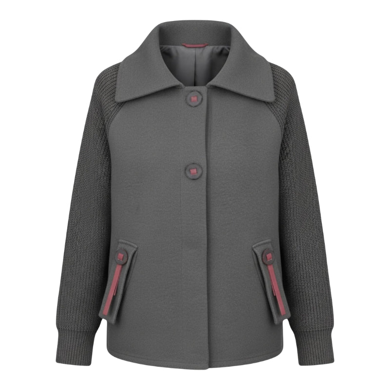 Victoria – Women's Coat with Long Sleeves, High Collar, and Multiple Pockets