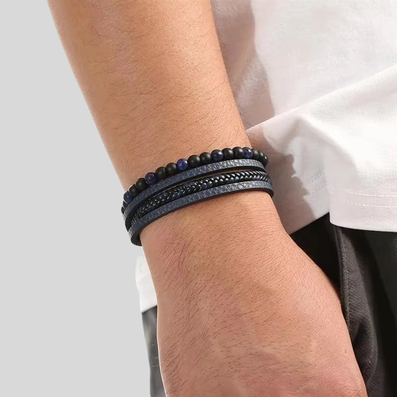 Sebastian – Ensemble de 4 Bracelets avec Perles et Fermoir Magnétique