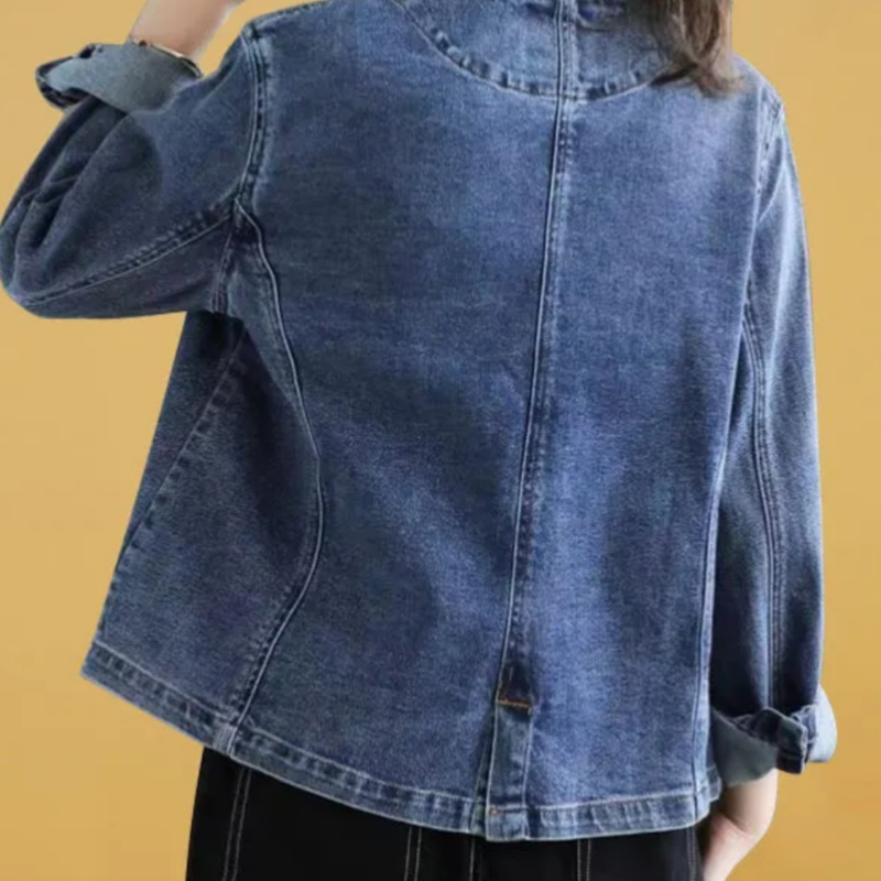 Clara – Blazer en denim avec boutons sur le devant et manches longues