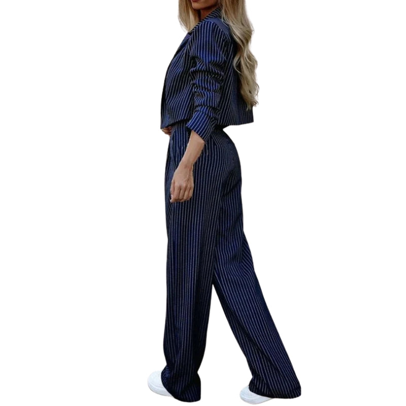 Florence – Set două piese cu sacou scurt cu dungi și pantaloni