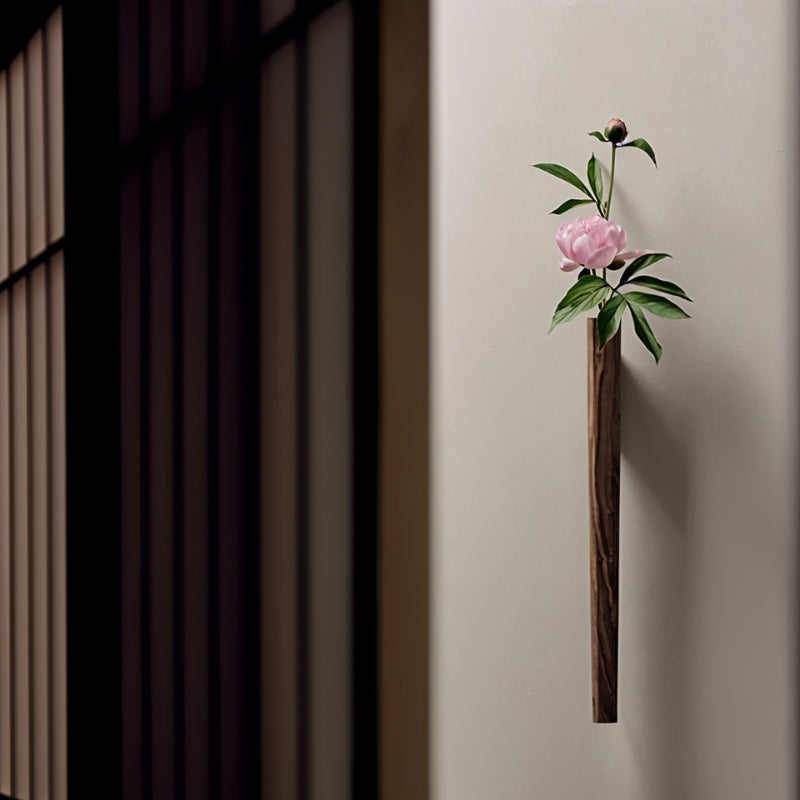 LeafNest – Wall-mounted Wooden Vase for Flower Display
