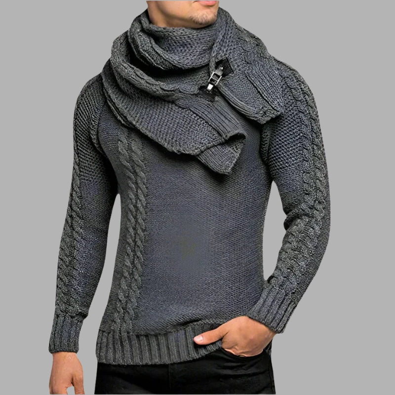 Dogan - Pulover cu guler înalt, mâneci lungi și model cu dungi
