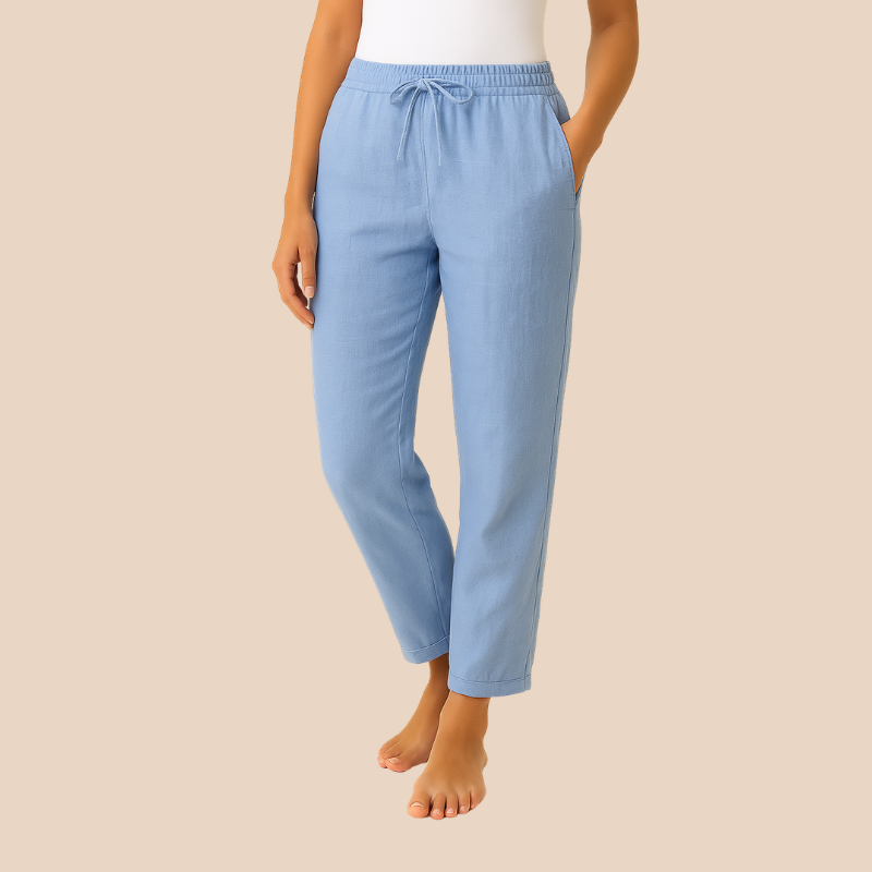 Pantaloni casual da donna a gamba larga con tasche laterali