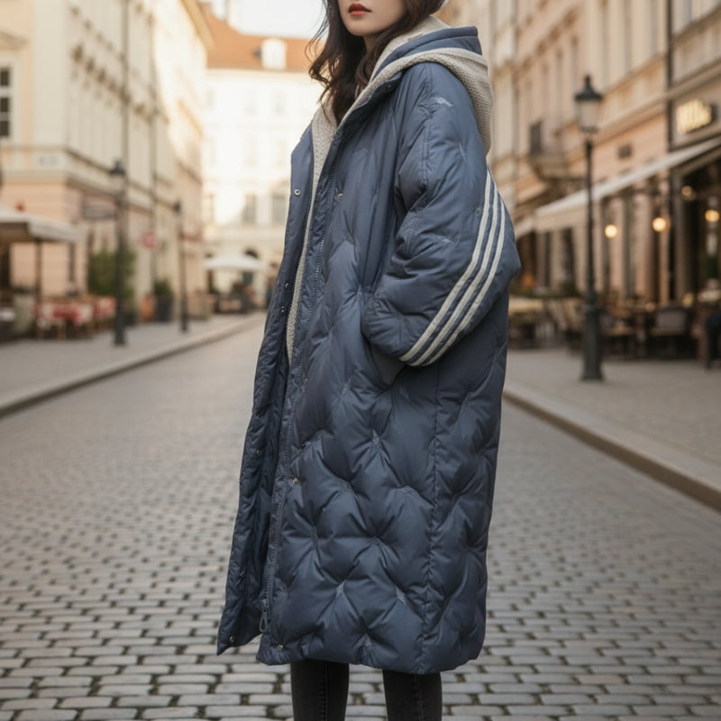 Delaney - Cappotto lungo a maniche lunghe con cappuccio e tasche