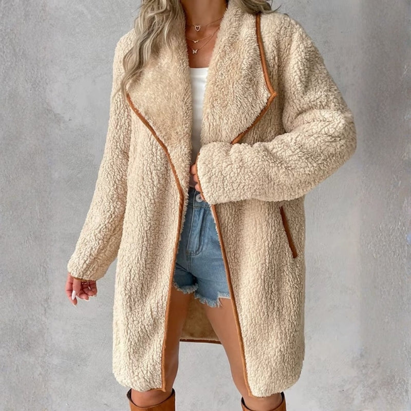 Evelyn - Long Sleeve Coat With Side Pockets And Open Front