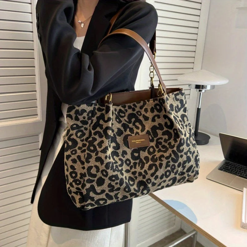Olivia – Large Capacity Leopard Print Shoulder Bag | Adjustable Strap for Comfortable Wear | Durable Everyday Design | Standard Size | Khaki