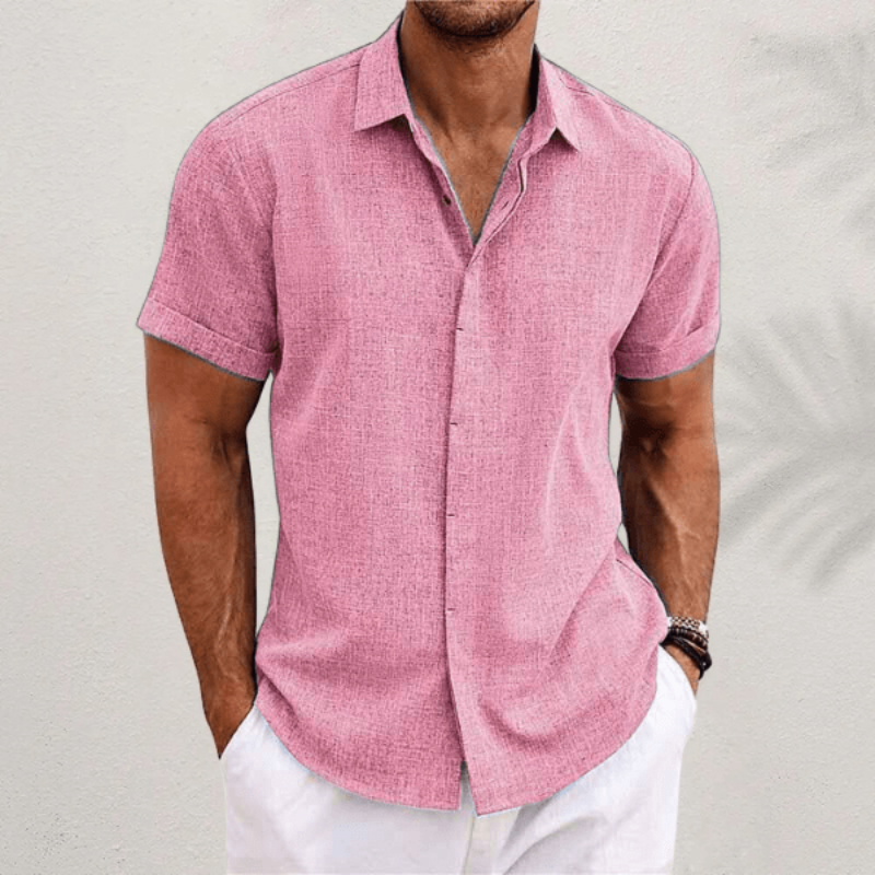 Chemise ajustée pour homme à manches courtes avec fermeture à boutons