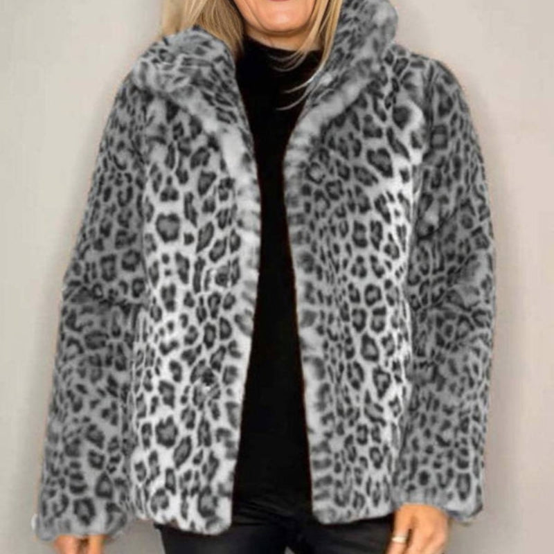 Paige – Kabát s dlouhým rukávem s leopardím potiskem a otevřeným předním dílem