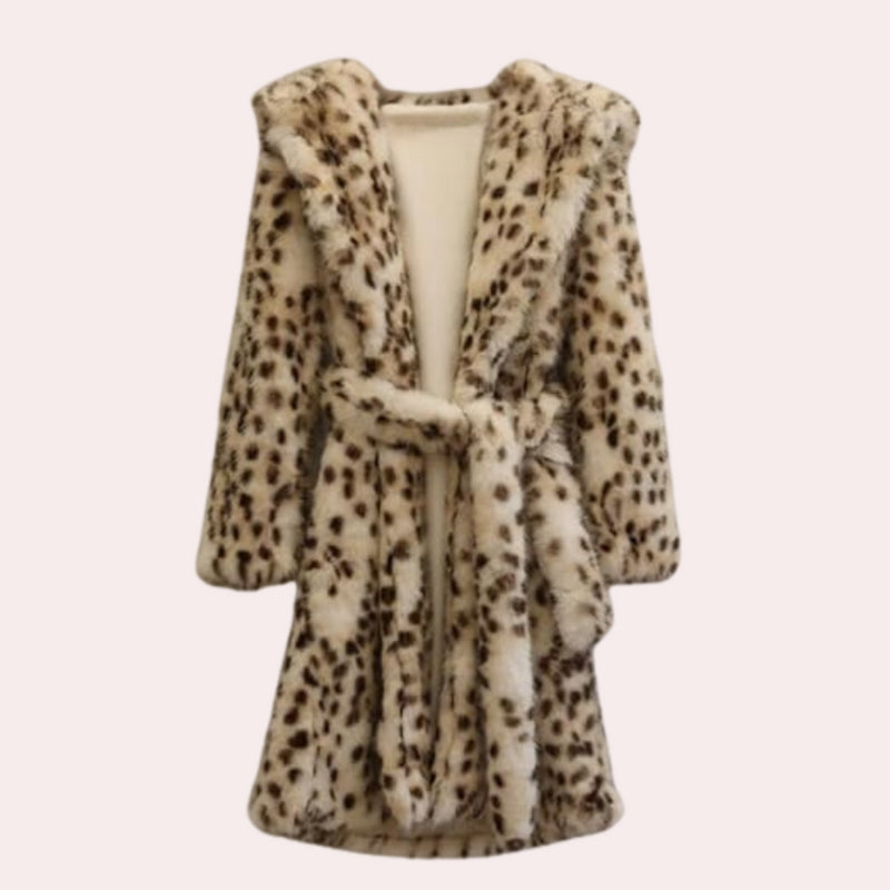 Lina - Long sleeve printed coat with belted waist