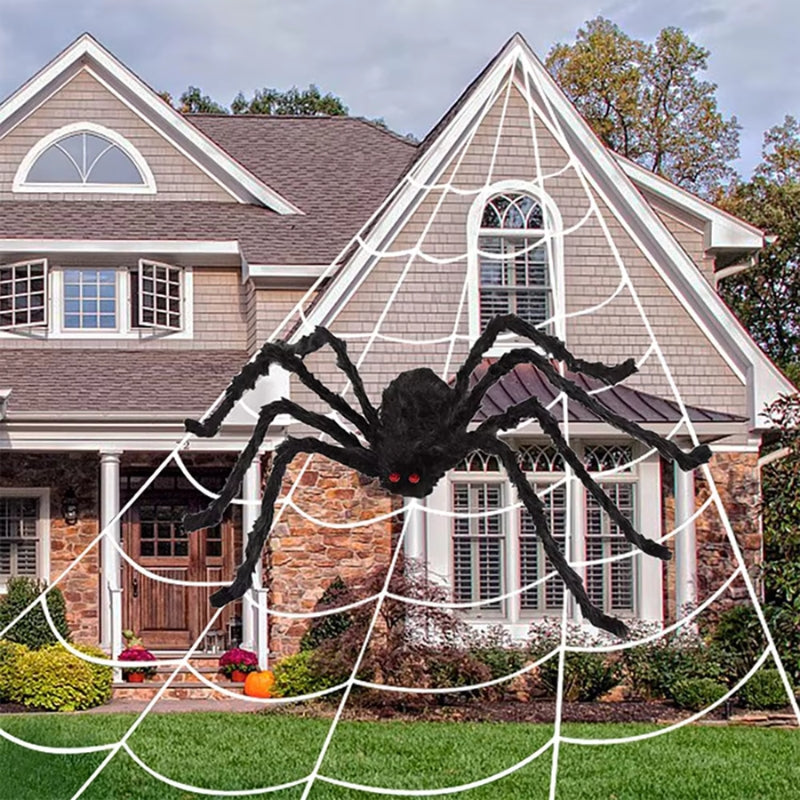 CreepNest – Gigantyczny zestaw halloweenowych pająków z sieciami i akcesoriami zewnętrznymi