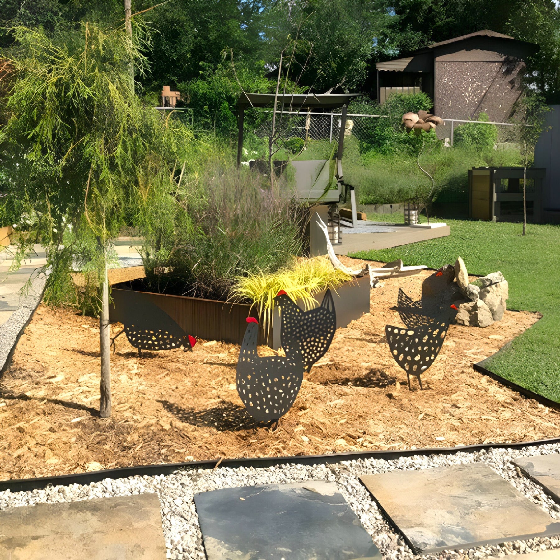 CharmingCluck - Famille de poules en acrylique ludique pour décoration de jardin