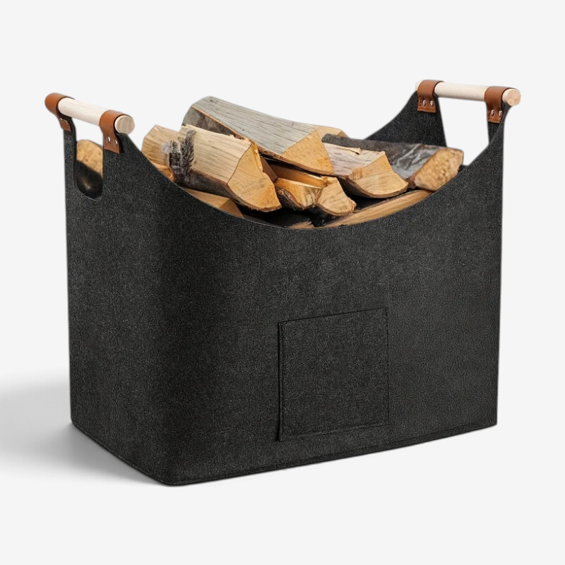 Foldflame - Cesto portalegna pieghevole con manici in legno