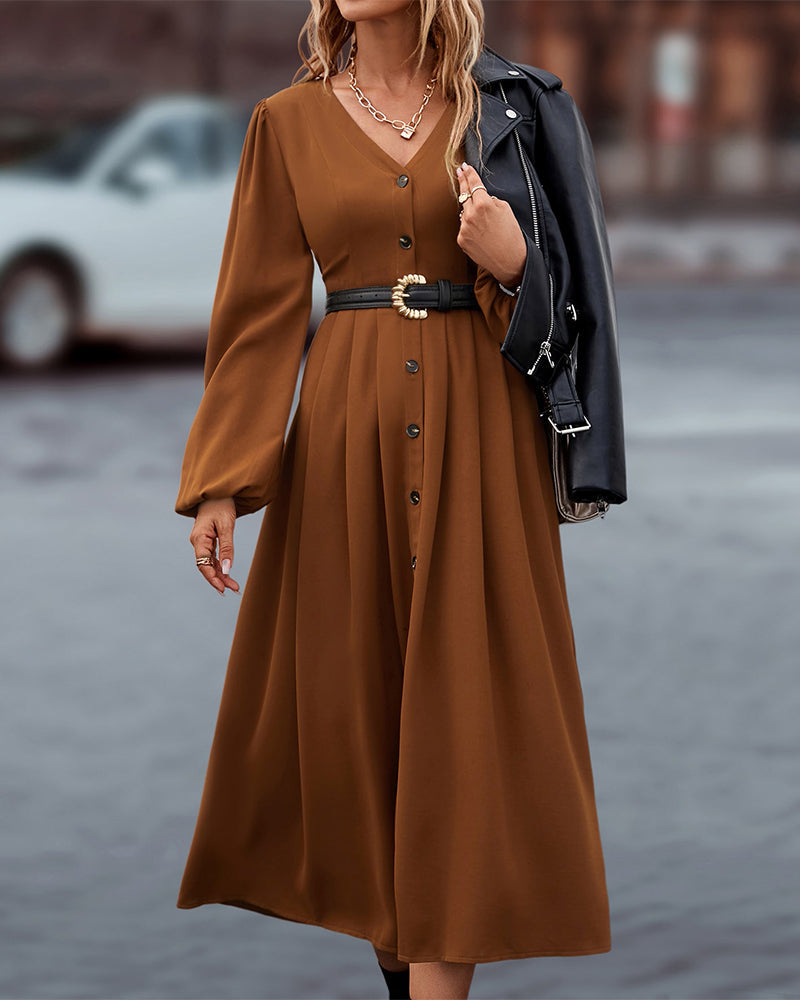 Diana - Rochie elegantă cu decolteu în V și mâneci lungi