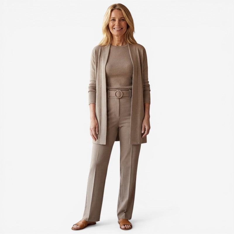 3 Piece Set Open Cardigan with Slim Pants