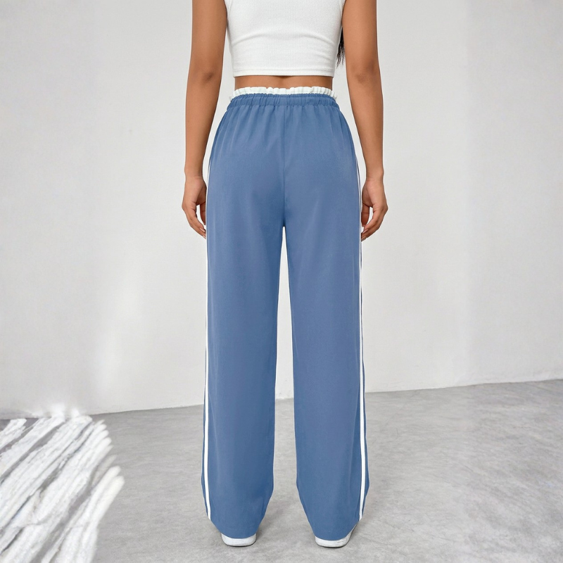 Women's Casual Wide-Leg Trousers with Drawstring Waist