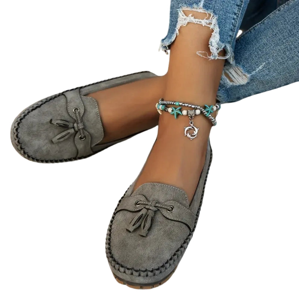 Lila - Modern loafers with decorative bow and non-slip sole