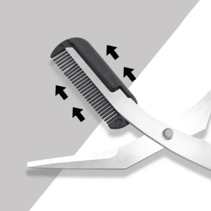 TrimLuxe – Forbicine compatte per sopracciglia con pettine e manici curvi