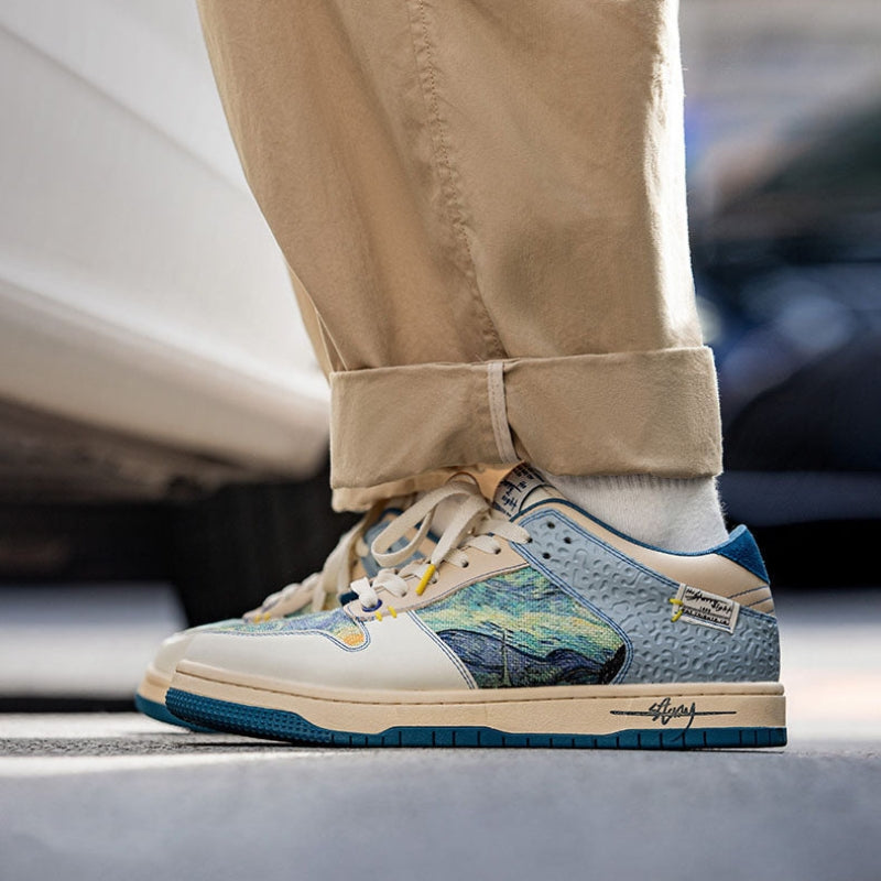 Paul – Sneakers with Printed Flat Sole and Round Toe