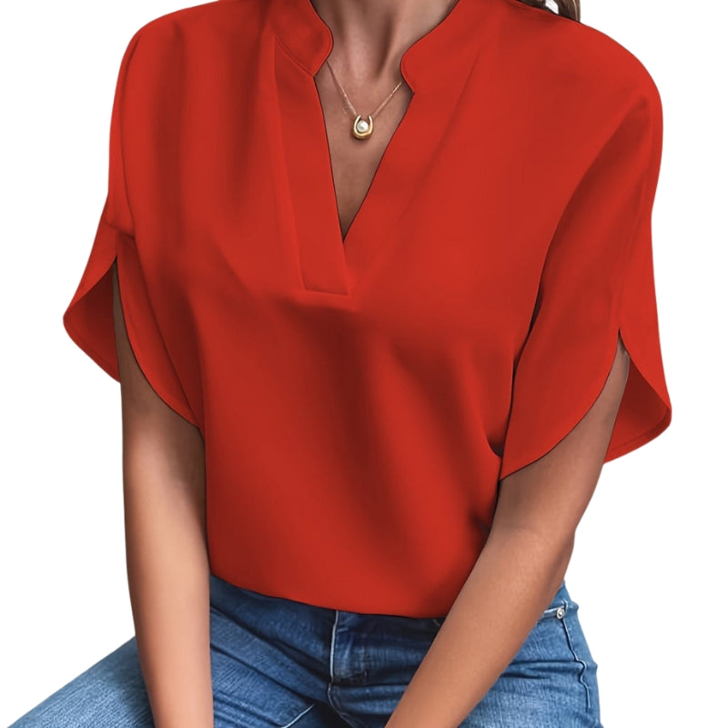 Audrey - V-Neck Blouse with Short Sleeves