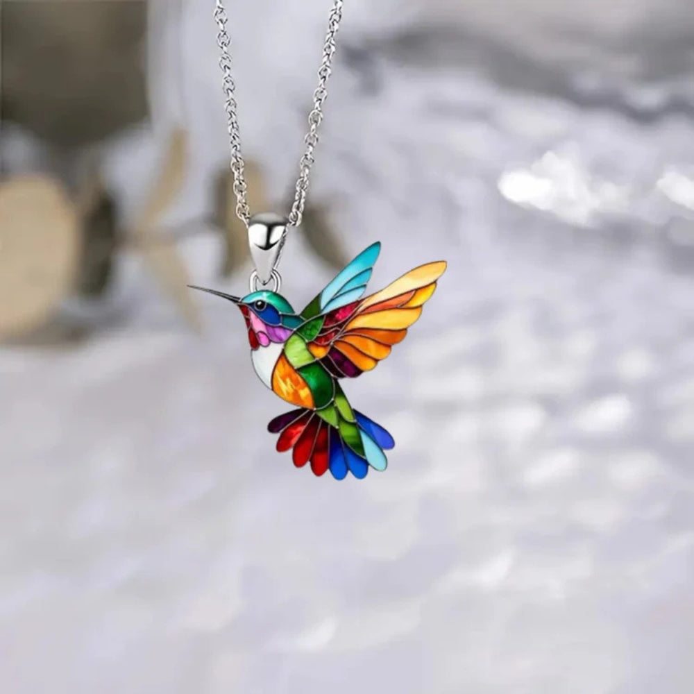 Liora – Elegant hummingbird necklace with matching earrings and delicate chain for a perfect fit
