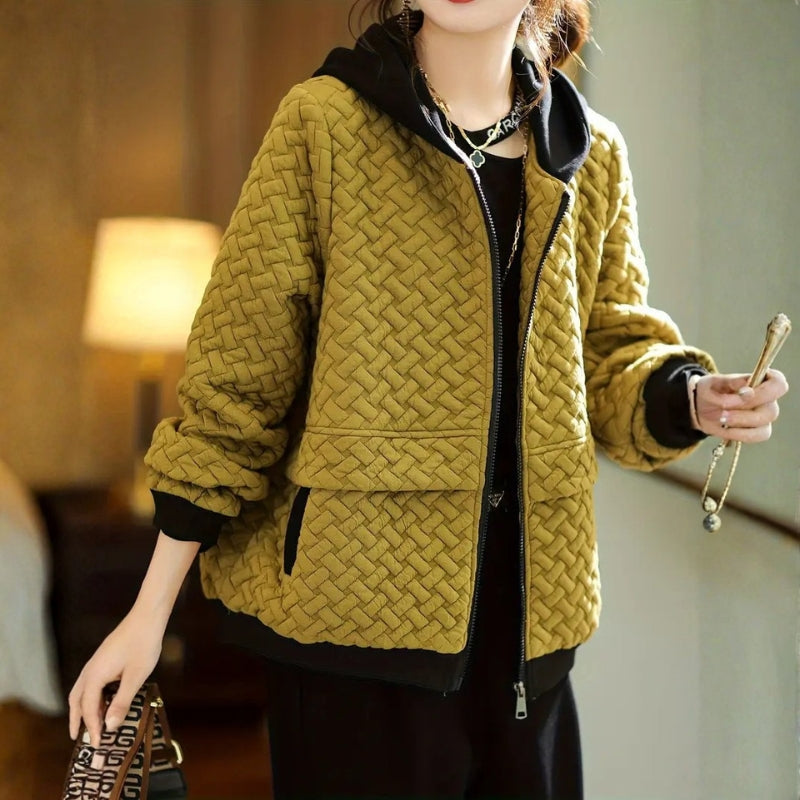 Sophia – Long sleeve hooded jacket with braided pattern and zipper