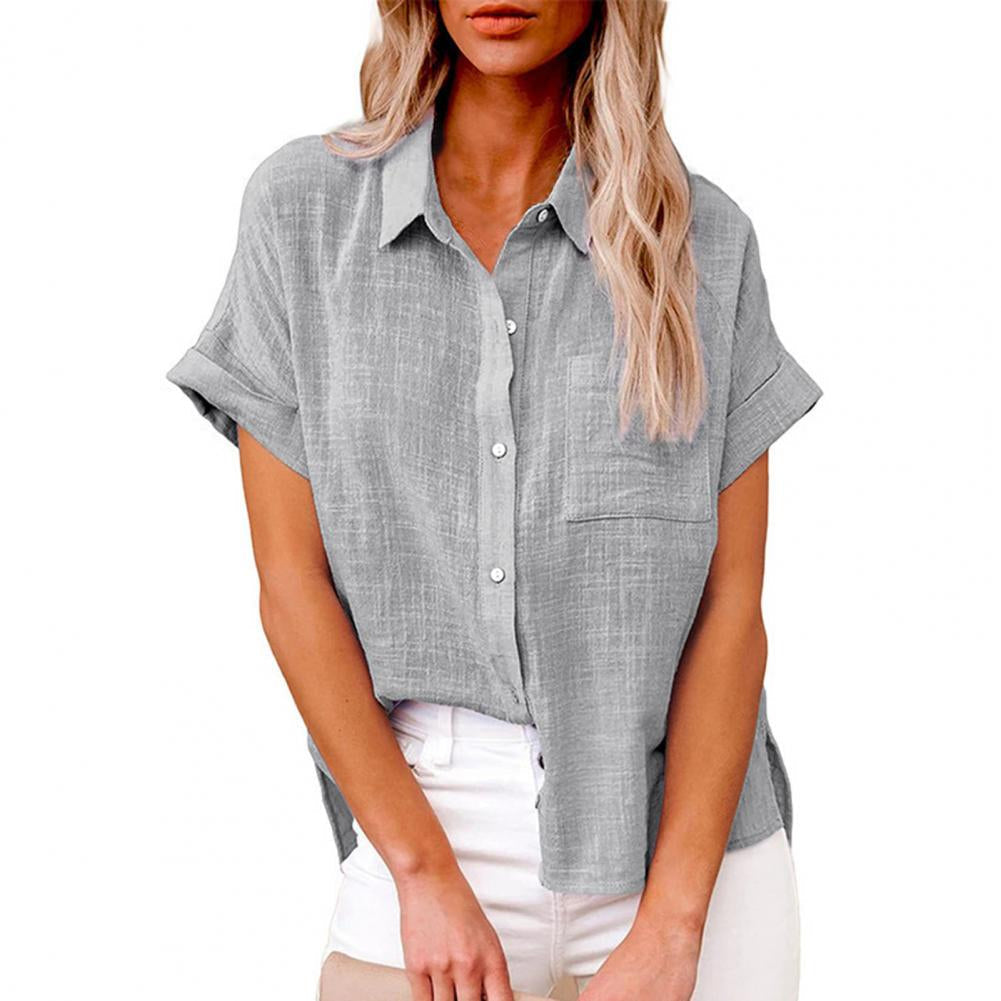 Sofia – Bluza casual largă cu mâneci scurte și nasturi