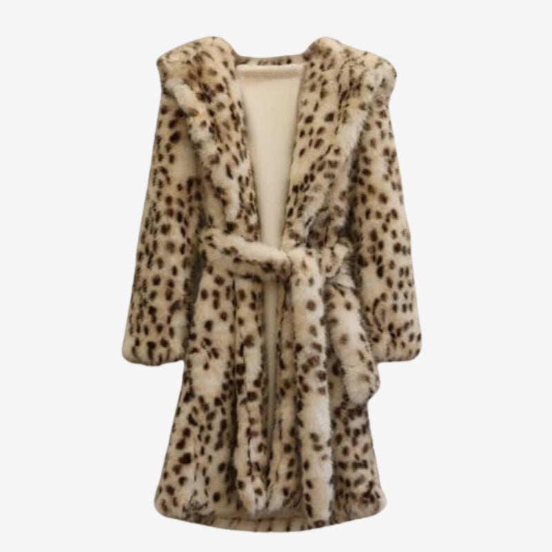 Lina - Long sleeve printed coat with belted waist