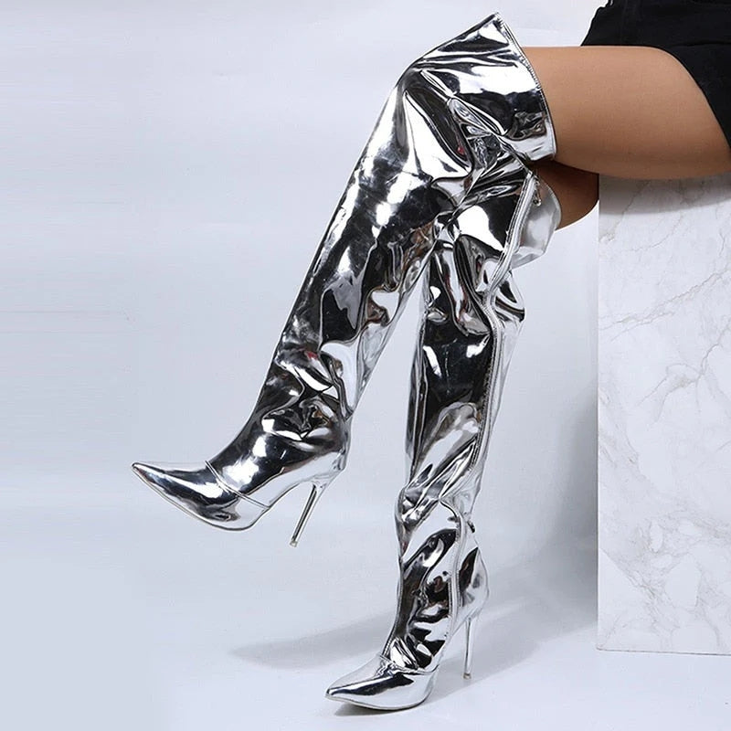 Aveline – Knee-High Heel Boots with Pointed Toe