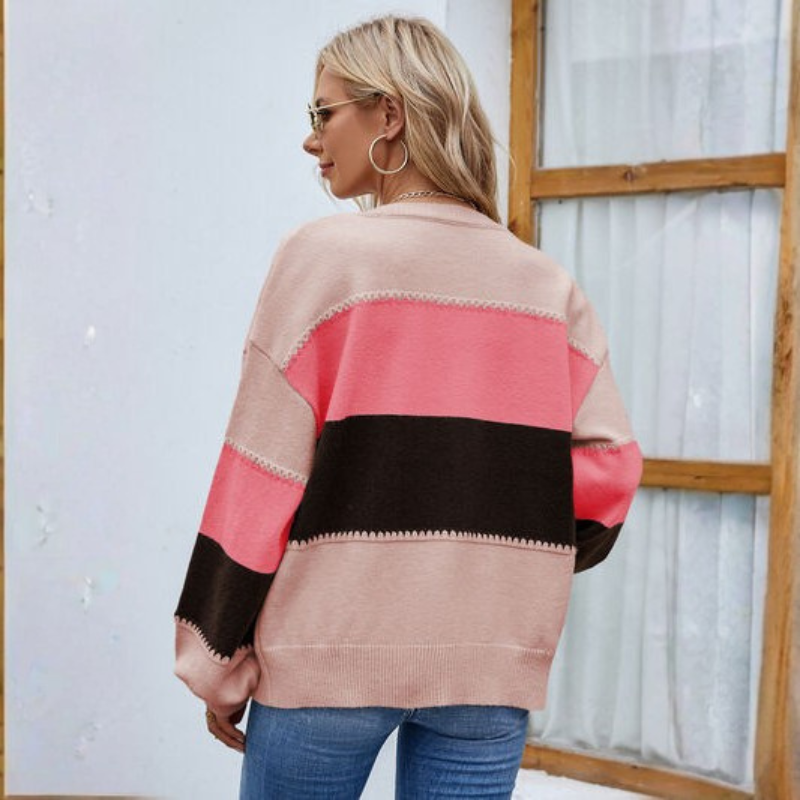 Marvella - Long Sleeve Crew Neck Cardigan With Button Closure