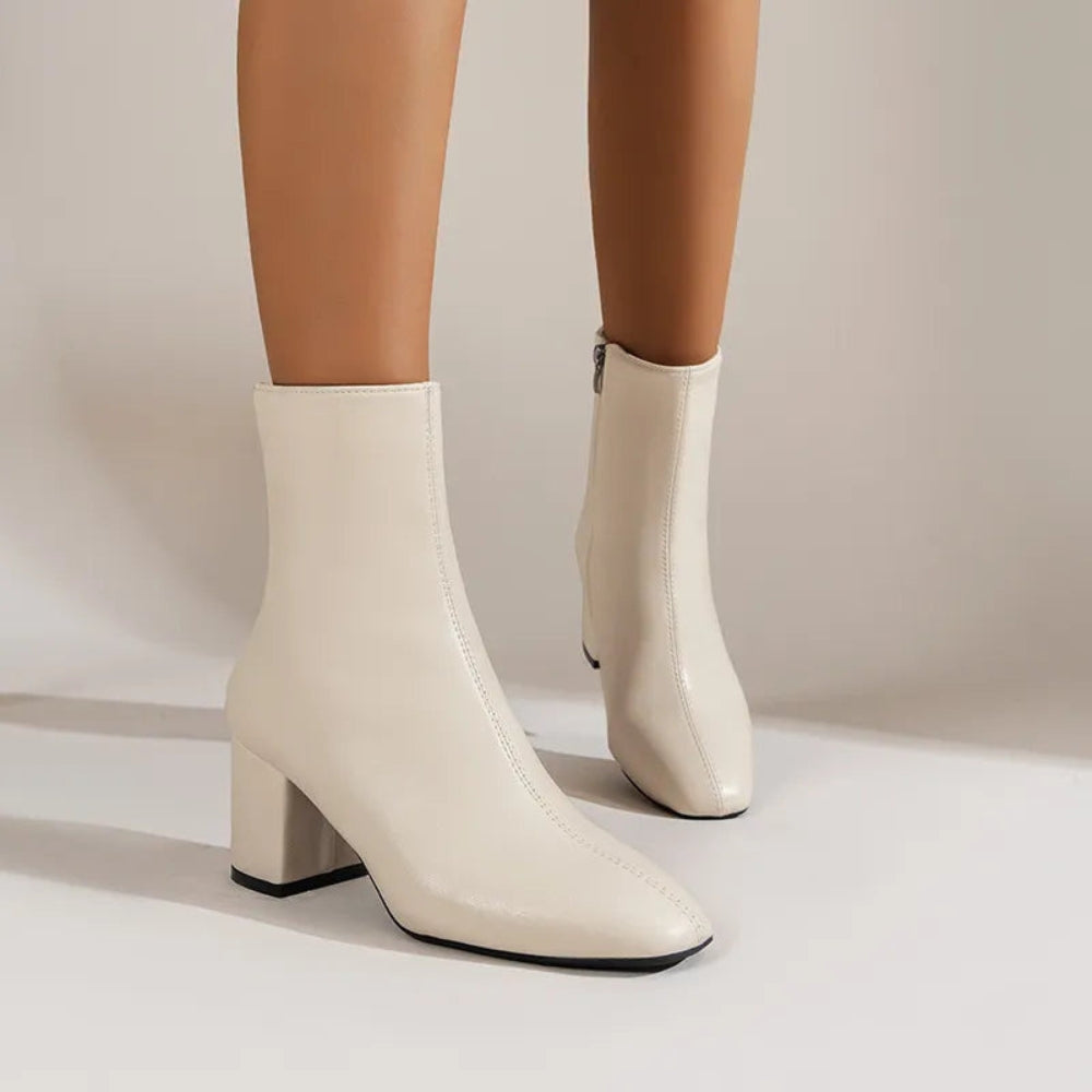 Clara – Bottines à talon épais, fermeture éclair latérale et semelle surélevée confortable