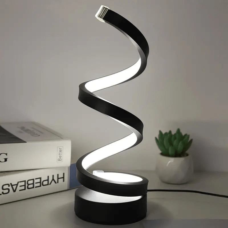 LumaTwist - LED Table Lamp with Spiral Design and Adjustable Lighting Settings