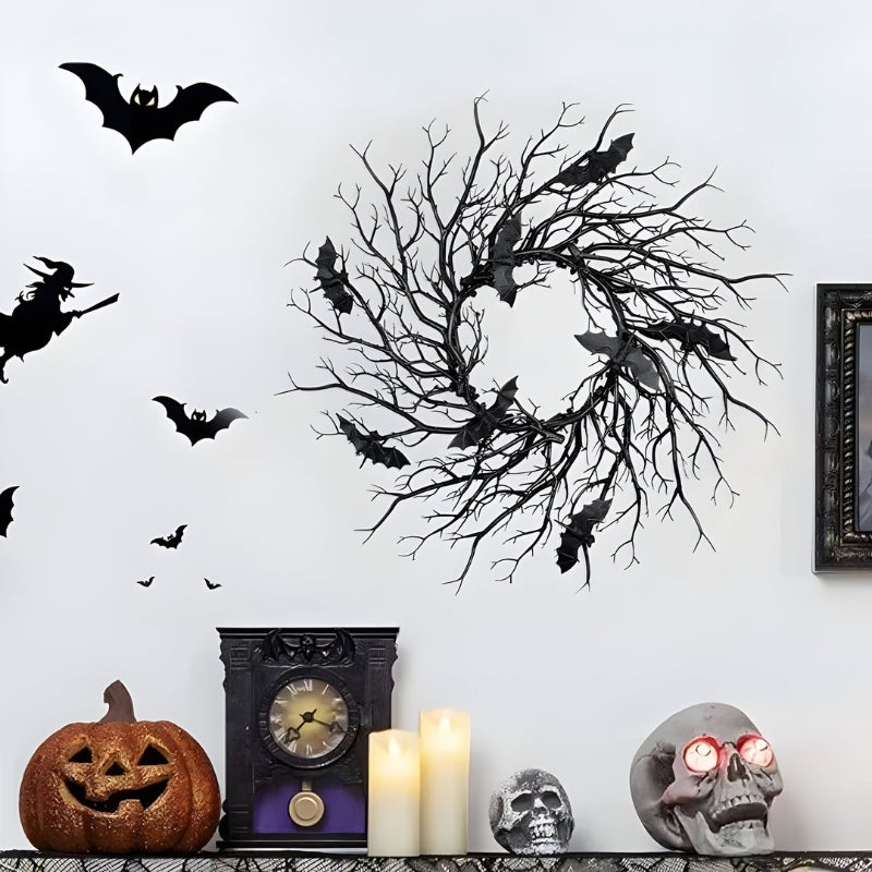 SpiderSpook – LED Halloweenowy wieniec z wampirem i pająkiem na drzwi i okna