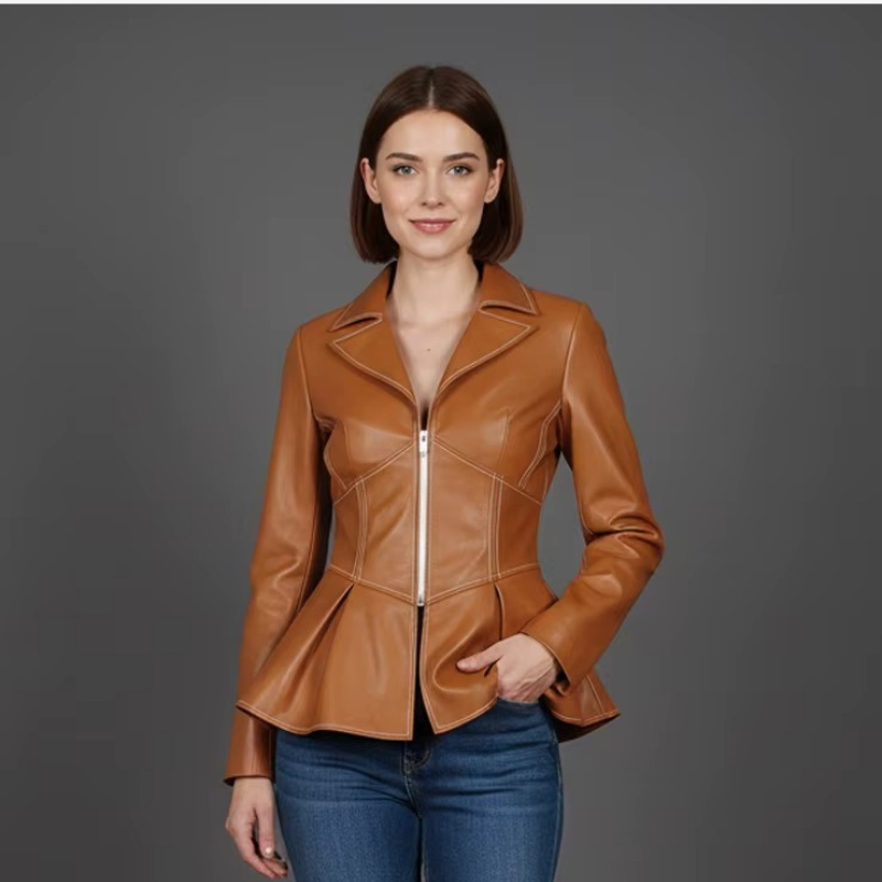 Celeste - Manteau à manches longues, coupe trapèze et fermeture éclair