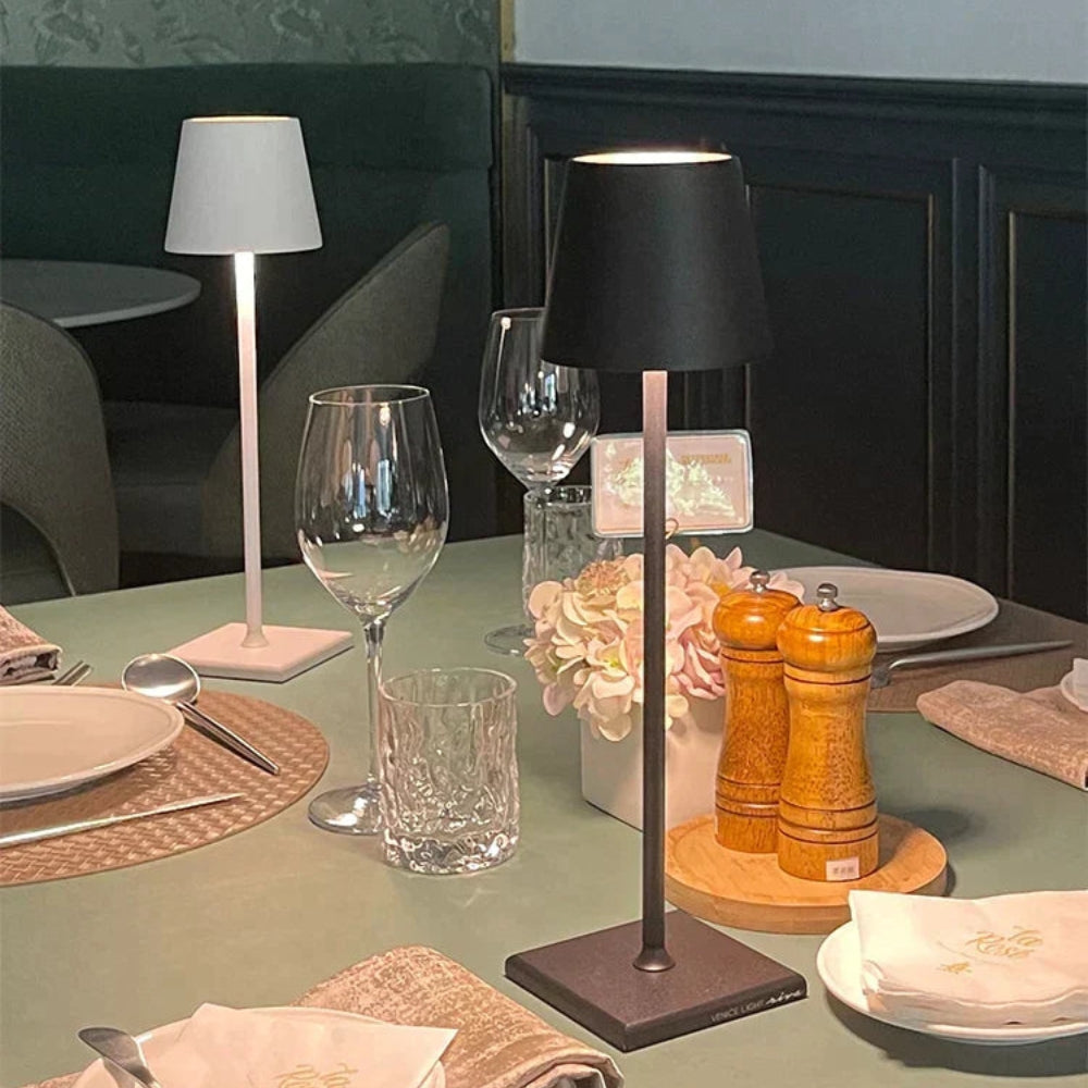 LumiGlow - Modern wireless table lamp with adjustable brightness and sleek design