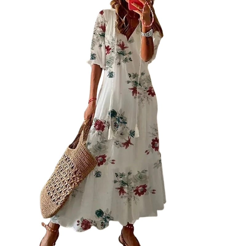 Caroline – Rochie casual cu imprimeu floral și decolteu în V flatant