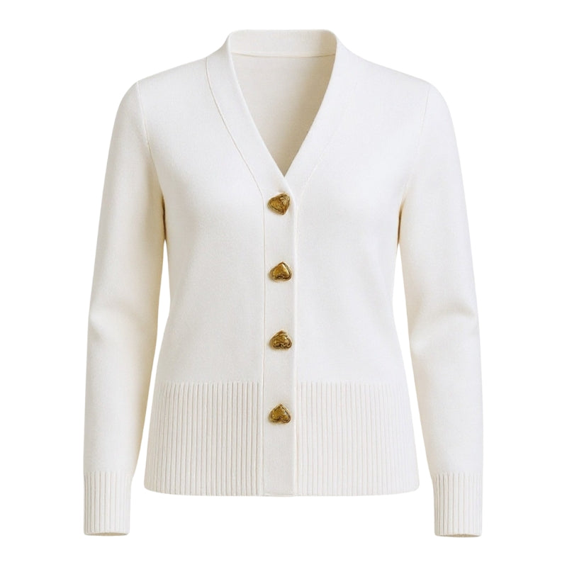 Riley – Cardigan à col en V avec détails de boutons décoratifs