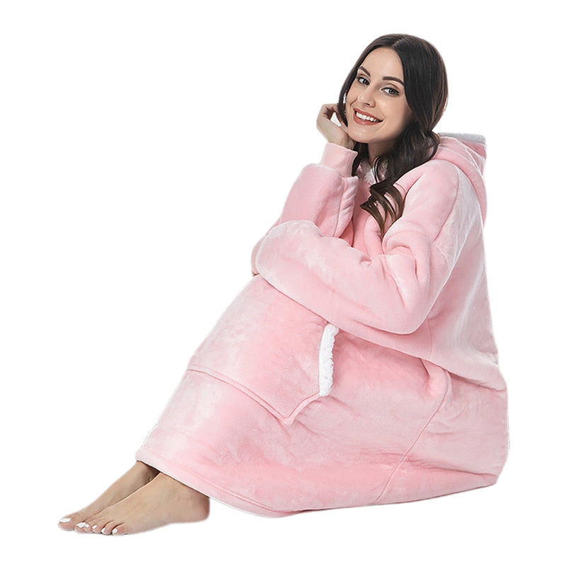 Sophie – Couverture oversize à capuche, manches longues et poches