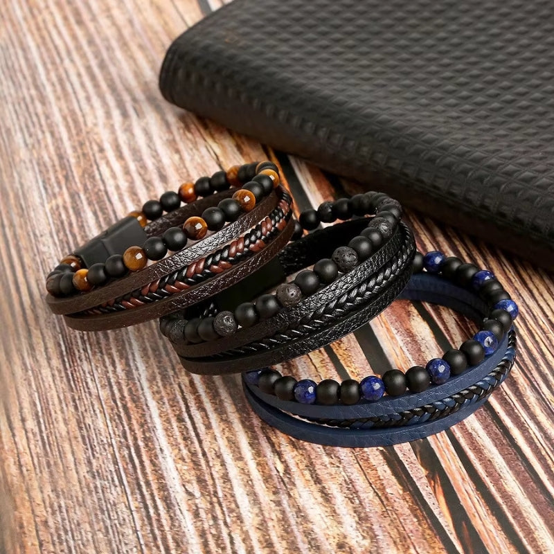 Sebastian – Ensemble de 4 Bracelets avec Perles et Fermoir Magnétique