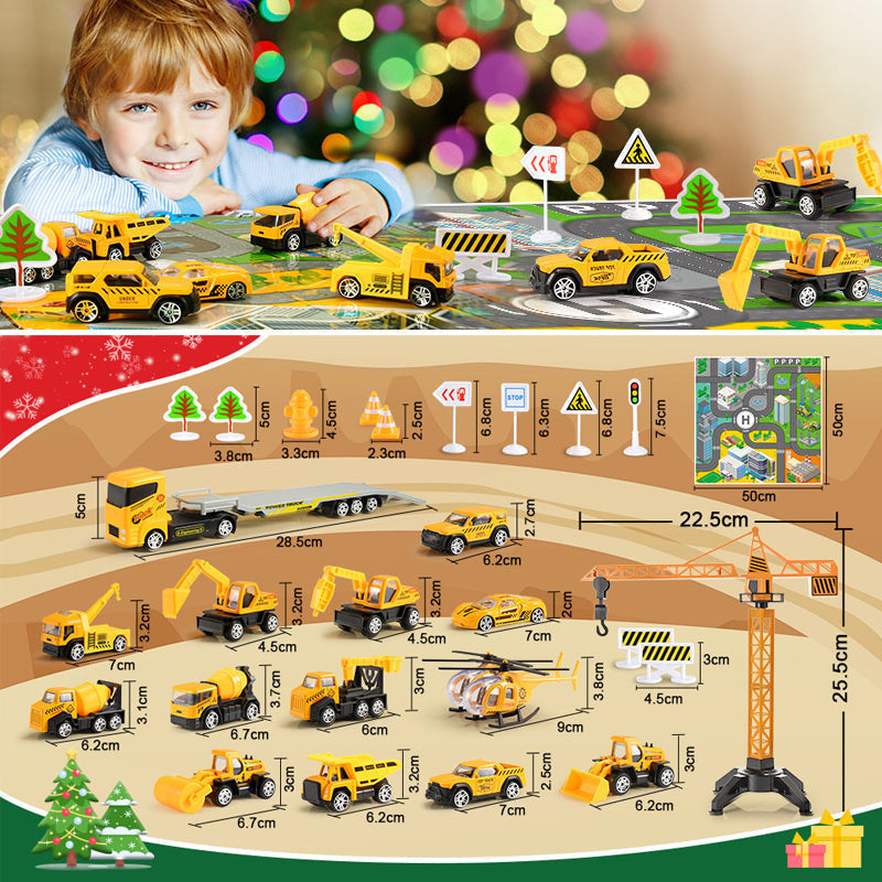 Yulebuild - stavební adventní kalendář s vozidly a příslušenstvím na hraní