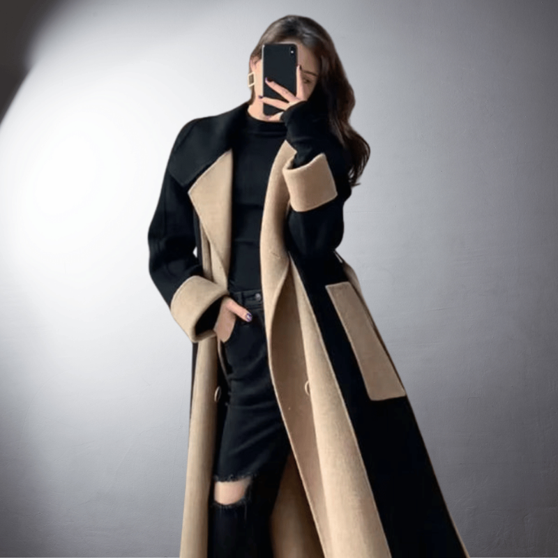 Cappotto a maniche lunghe dritto con colletto a rever