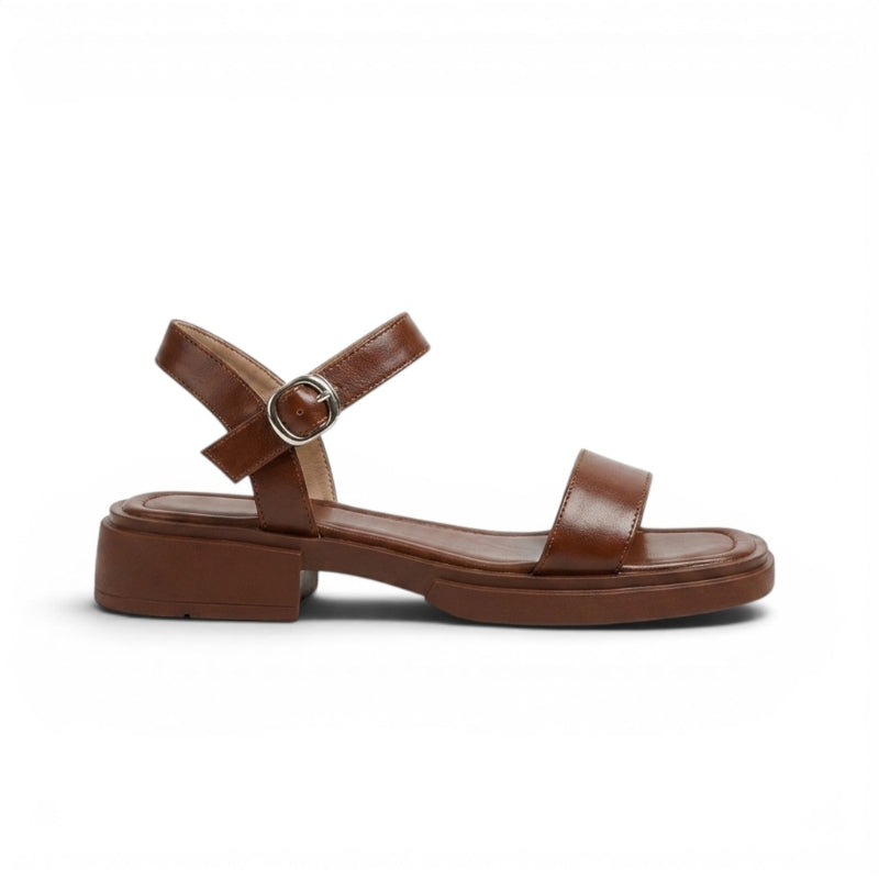 Women's Round Toe Low Heel Sandals with Adjustable Buckle Strap