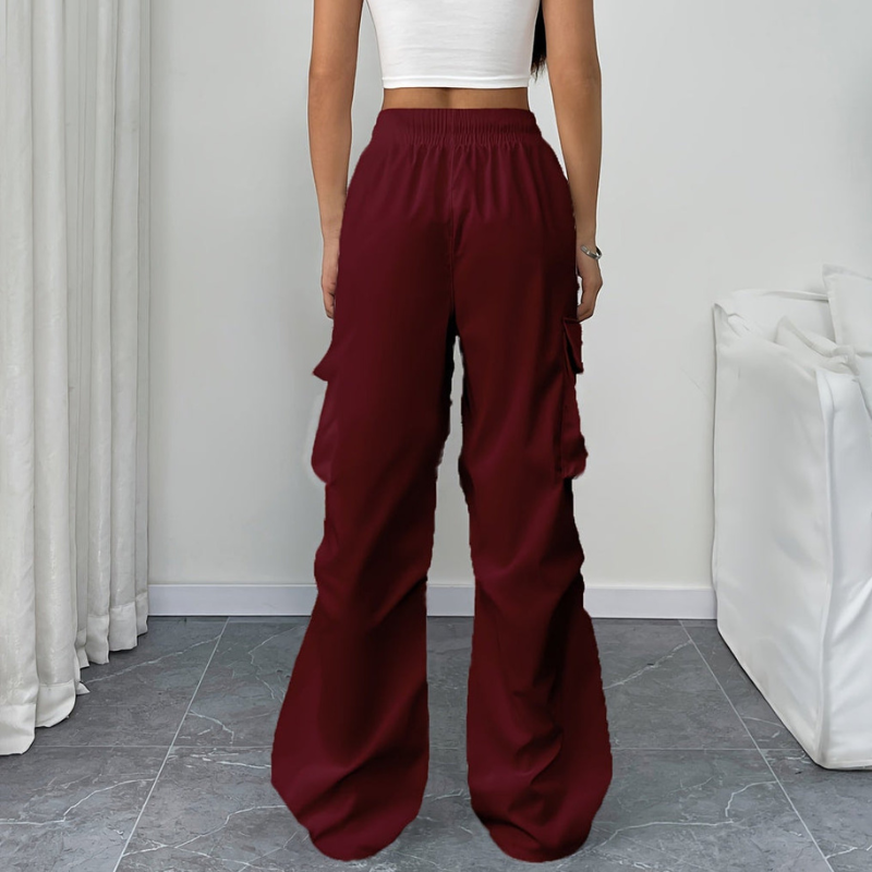 Women’s Wide-Leg Pants with Elastic Drawstring Waist