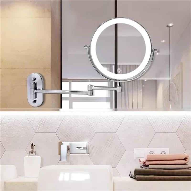 Reflecton - Wall-Mounted LED Makeup Mirror with Double-Sided Magnifying Design